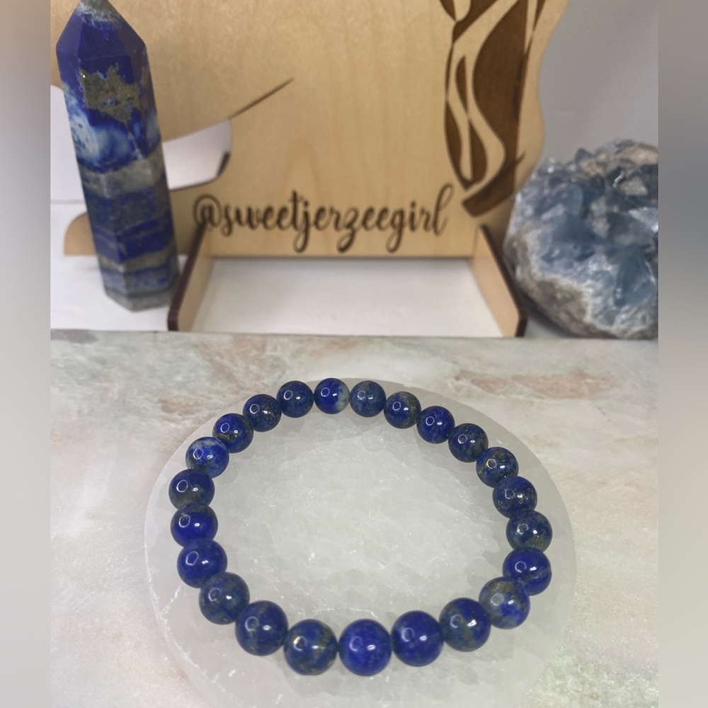 Blue Lapis Lazuli Stone of Truth & Wisdom Crystal Gemstone Stretch Bracelet